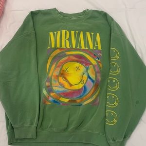 Urban outfitters nirvana green sweatshirt WITH OIL STAINS size s/m